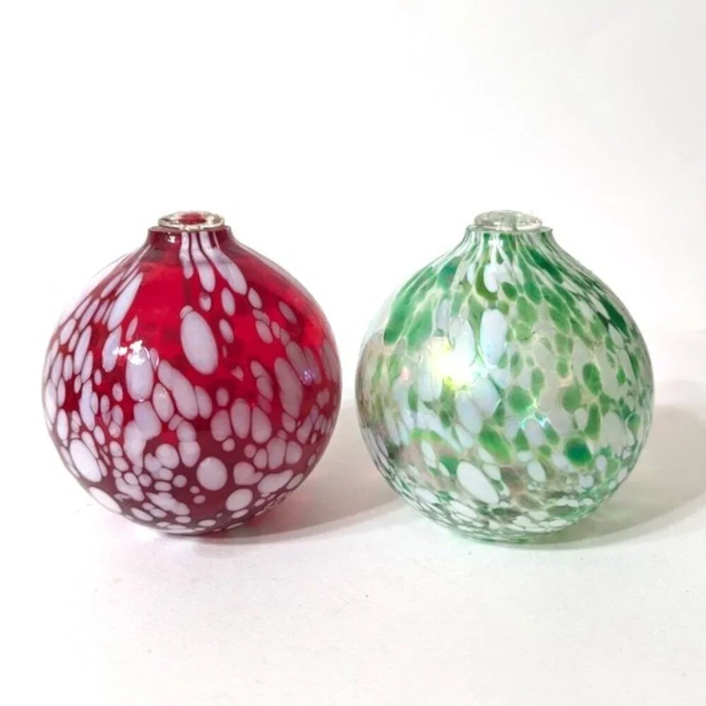 Pottery Barn Oil Lamp/Diffuser Glass Ball Confetti‎ Iridescent Round Glass
